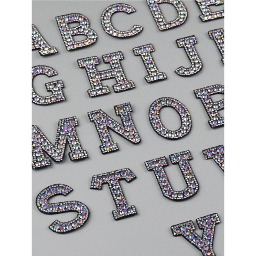 26pcs Rhinestone Alphabet Shaped Iron-on Patches